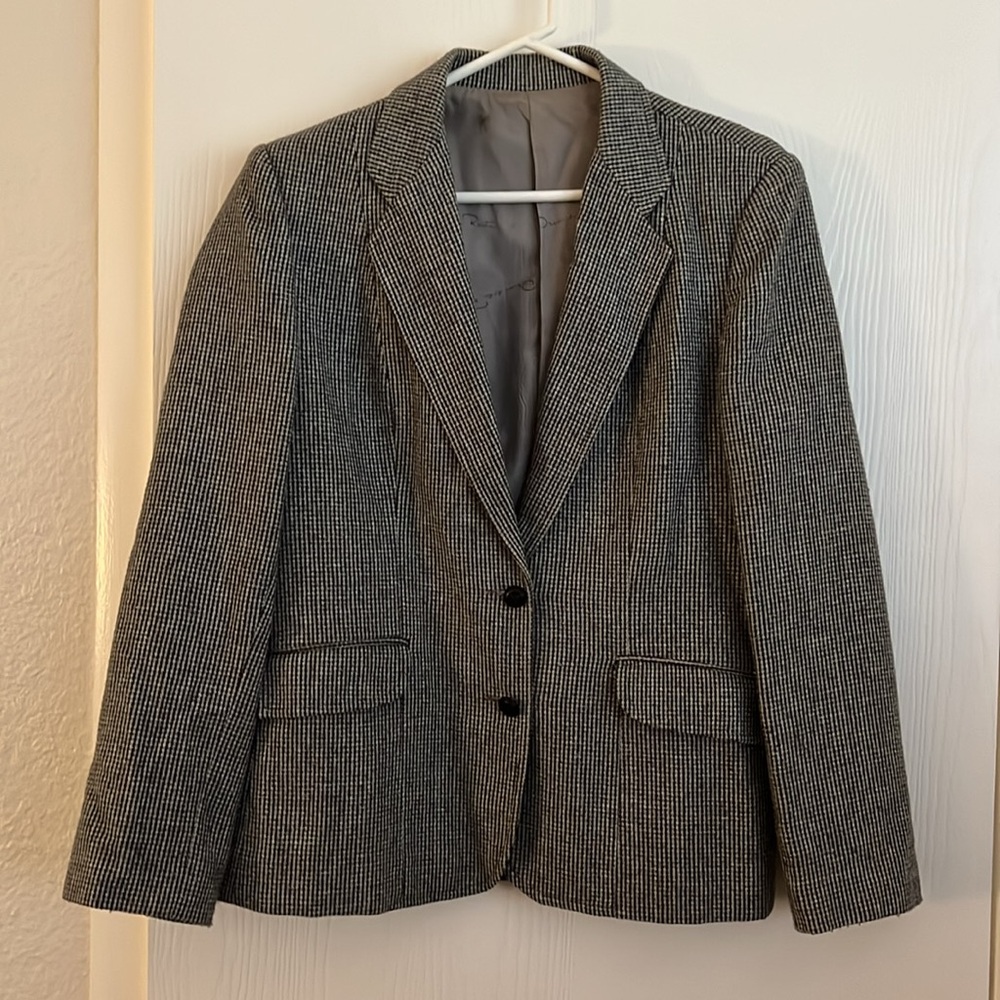 Oscar De La Renta blazer black and white houndstooth fully lined (vintage)